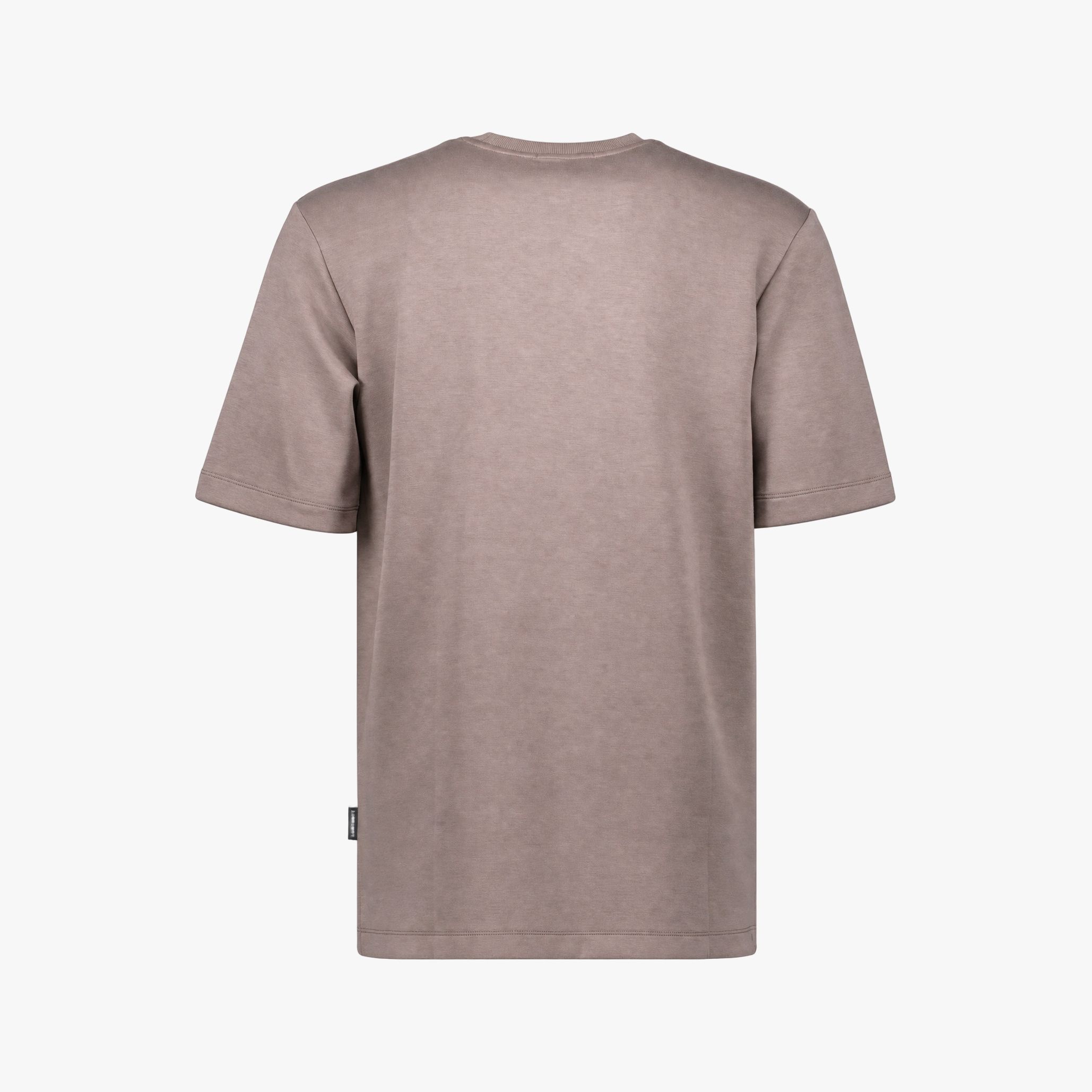 Achterkant van een taupekleurige Bartlett Dress T-shirt top