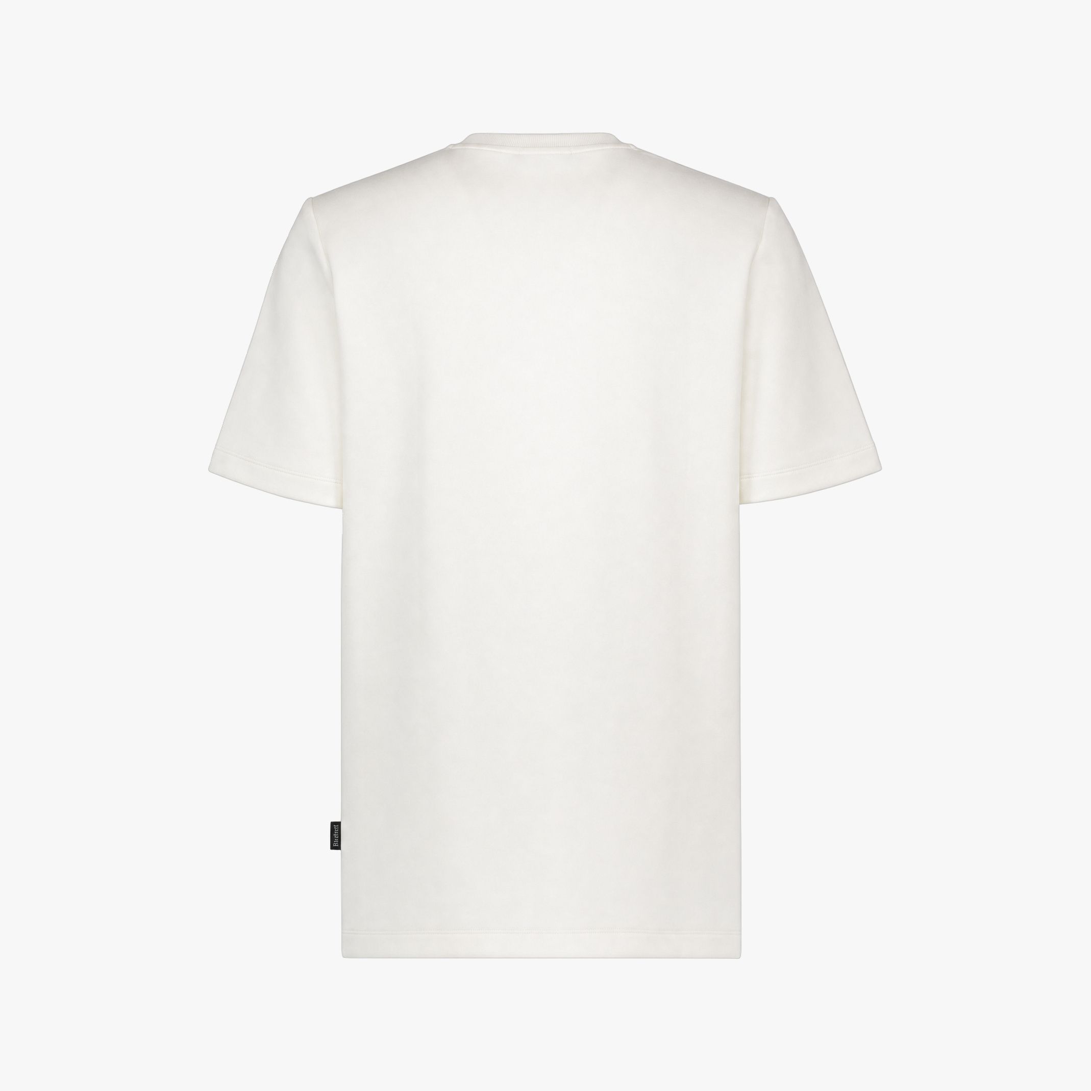 Achterkant van een beige Bartlett Dress T-shirt top met korte mouwen